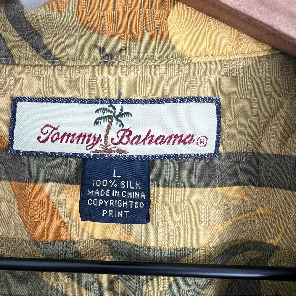 Tommy Bahama Mens 100% Silk Green Island Short Sleeve Button Up Shirt Hawaii L - Picture 3 of 5